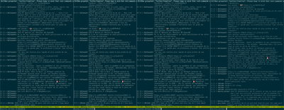 Capture d'écran de st avec quatre polices différentes :
DejaVu Sans Mono, Iosevka, Iosevka Extended, et Source Code Pro